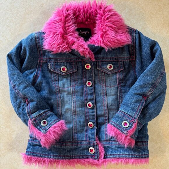 Squeeze New York Denim Faux Fur Jean Jacket 3T - Picture 1 of 11